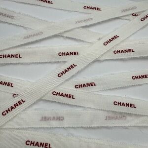 CHANEL Red and White Decorative Ribbon